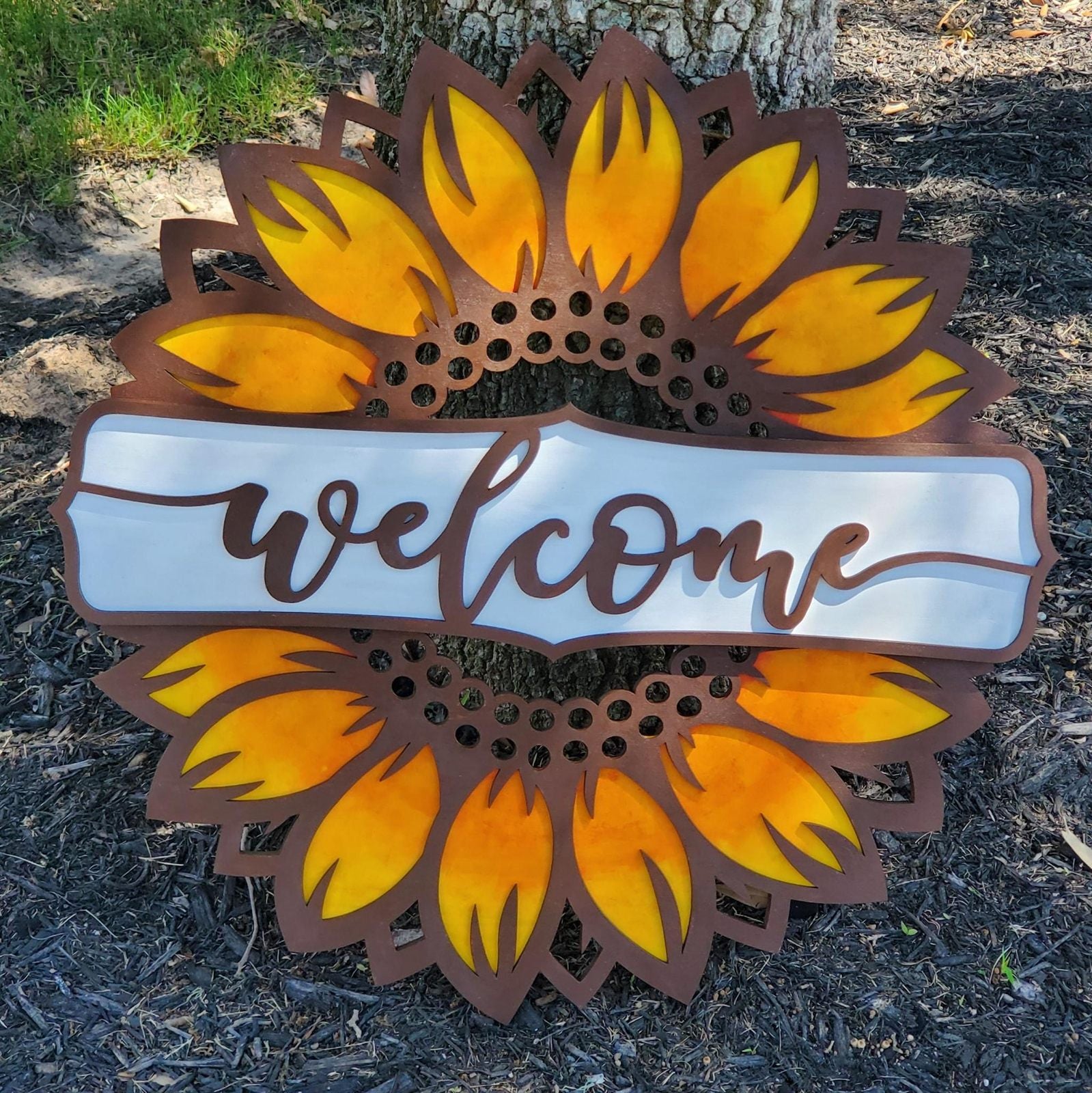 Custom sunflower welcome sign